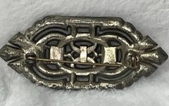 Antigue Art Deco Baguette & Round Rhinestone Pot Metal BROOCH 2.5 in READ