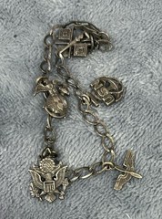 Vintage US Military Sweetheart Charm Bracelet Marked Sterling, 5 Charms 8.79gram