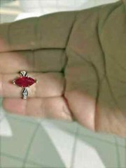 Art Deco Marquise Cut Ruby Lab Created Diamond 14K White Gold FN Engagement Ring