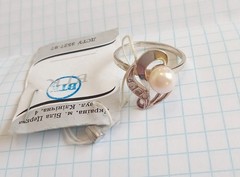 Vintage Beautiful Ring with pearl Sterling Silver 925 test Women Jewelry siz 8.5
