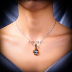 925 Sterling Silver Flaming Skull Pendant Black Moissanite Hip Hop Charm Unisex