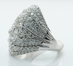 Diamond Ring 14K White Gold Cluster Cocktail 3.00ct TDW VJ
