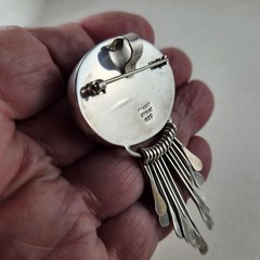 Sterling Silver Mexico AIS Brooch Pendant with Carnelian Stone 30.0g [8988]