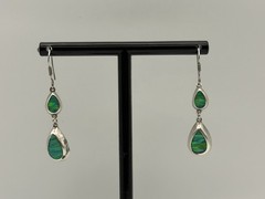 Vintage Stamped Mexico 950 Silver Created Fire Opal Drop Earrings