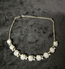 Vintage Unbranded Moonstone & Rhinestone Necklace/Choker