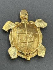 AAi Gold Tone Green Eye Rhinestone Turtle Brooch