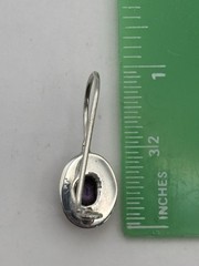 Sterling Silver Amethyst Earrings Purple Oval cut French Wire Dangle 925