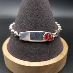 Italian Vintage Silver Medical Alert ID Bracelet Ball Chain Not specified