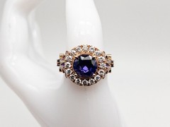 $7000 5ct Natural D BLOCK Tanzanite VS G Diamond 14k ROSE Gold HALO Ring 9g