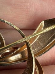 VINTAGE SIGNED GERMANY 1/80/18KT RGP ROLLED GOLD PLATE PIN BROOCH 2.5”