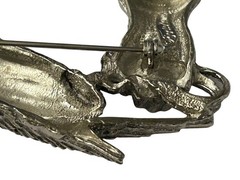 Tortolani Pewter Falcon & Falconer’s Gauntlet Brooch Detailed Pin Bird 3D Jewelr