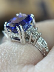 Tanzanite Diamond Ring in 14k White Gold