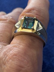 Vintage Estate 50’s Sterling Silver Gold Vermeil Blue Mystic Topaz Men’s Ring