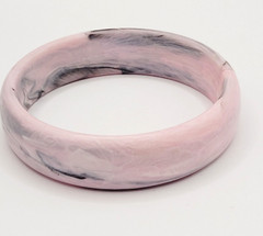 Pink Marble Swirl with Gray Black Abstract Chunky 1990s Bangle Bracelet
