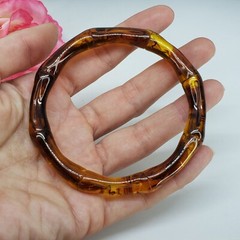 Amber Color Smoky Lucite Bamboo Bangle Bracelet