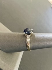 14KT Yellow Gold 2.90CT Blue Sapphire & 0.20CTW Diamond Ring. Size 6.5 (Q113)