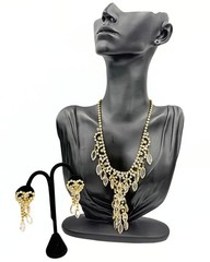 Vintage Juliana DeLizza Elster Waterfall Plated Marquise Necklace Earrings Set