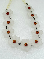 Vintage Lucite or acrylic whitish flowers with orange centers necklace