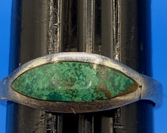 vtg Sterling Silver RING sz 6.5 handmade raw Malachite copper inclusions 1.8 gr