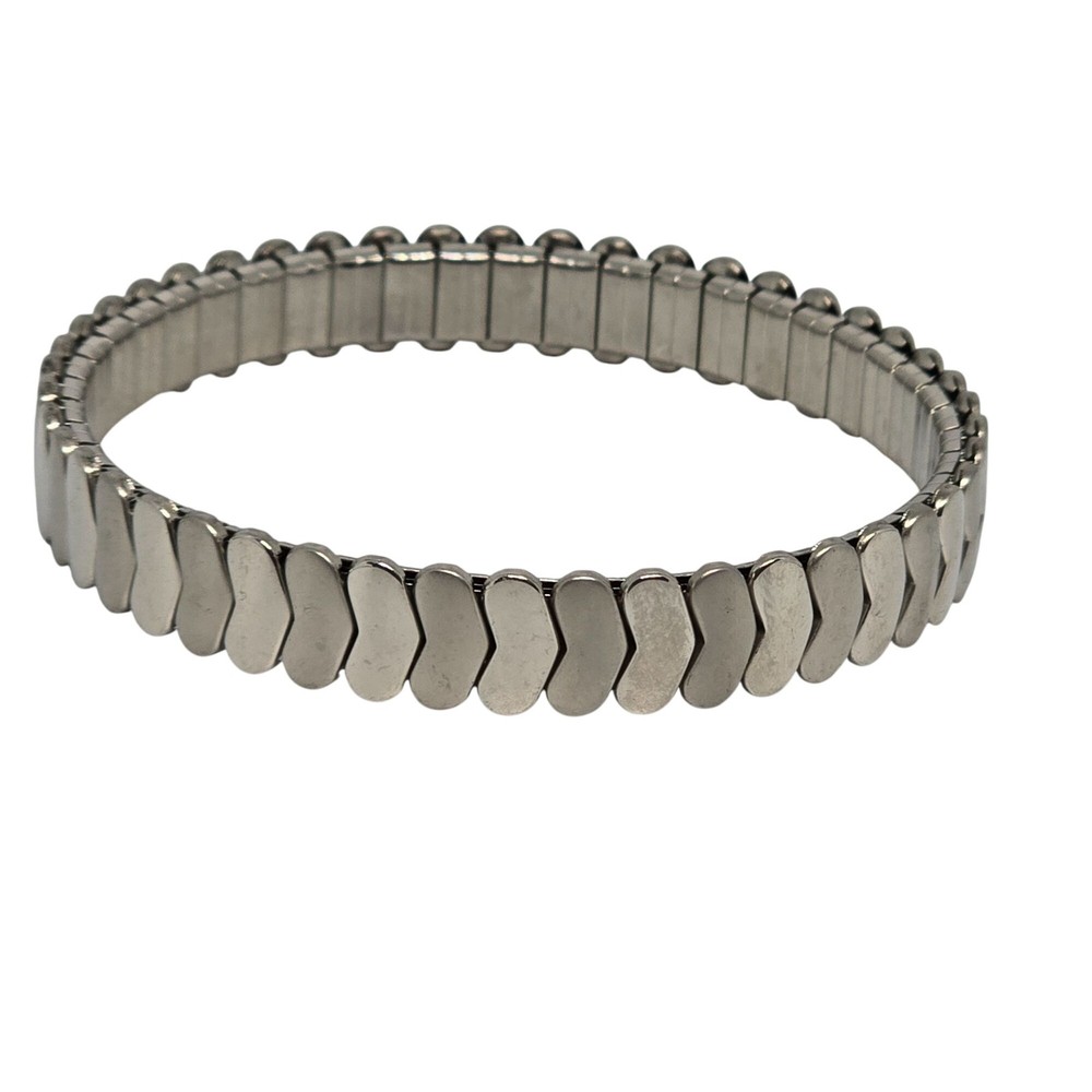 Vintage Silver Tone Stretch Bracelet Expandable Link Bracelet Retro Minimalist