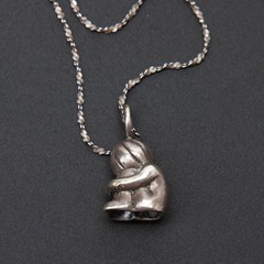 Sterling Silver Rope Chain Necklace Figure Pendant 30in