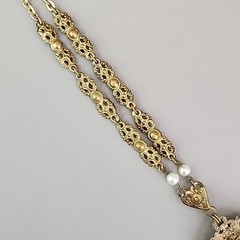 Vintage Victorian Revival Lady Cameo Portrait Necklace Western Germany Gold Tone