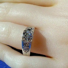 Original EARTH MINED DIAMOND Deco Engagement Ring Vintage SOLID 14K WHITE GOLD