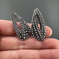Vintage Art Deco Clip Earrings Lot of 3 Silver Tone Cut Steel Western Germany