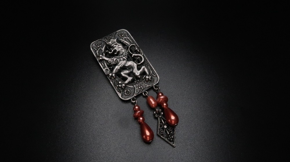 Vintage Silver Lion Brooch 8.6cm BB14