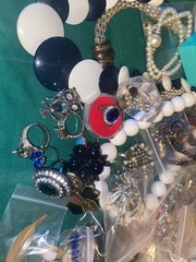 VINTAGE to Modern JEWELRY LOT 6 LBS 111 PCS RHINESTONE RING NECK WEARABLE #16