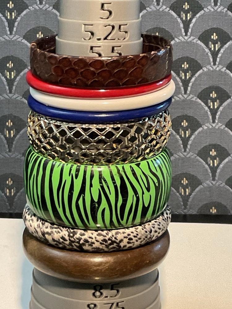 Vintage Bangle Bracelets Assorted Various Colors and Materials , Set of Eight
