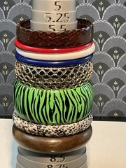 Vintage Bangle Bracelets Assorted Various Colors and Materials , Set of Eight