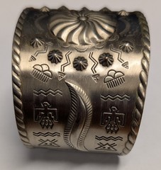 Native American Cuff Bracelet ~ Navajo Vintage Jewelry ~ Nickel Silver ~ Bell