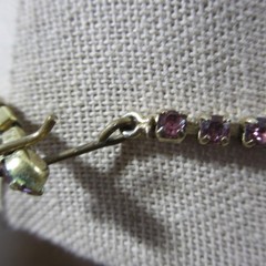 Vintage Rhinestone Necklace Purple Black Gold Tone Choker Collar 15 Inch