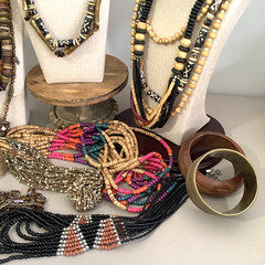 Large Ethnic Tribal Jewelry Lot Wood Seed Bead African Boho Necklaces Bracelets