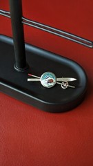 Vintage Silver Tone Enamel KREUZECK Ski Souvenir Pin Skis Poles Bavaria Germany