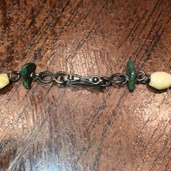 Vintage Southwestern Artisan Necklace Sterling Malachite & Horn/bone Beads 925