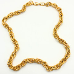 Vintage Napier Gold Tone Textured Rope Link Chain Necklace 18″ Signed