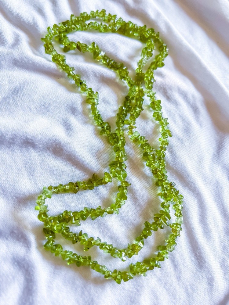 Vintage Strand Of Peridot Beads- Necklace W/no Clasp – Stunning Green Polished