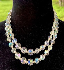 vintage double-strand Aurora Borealis (AB) crystal necklace