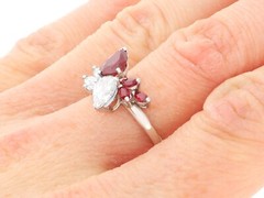 Vintage 1.41Ct Ruby and 1.07Ct Diamond, 18k White Gold Dress Ring Circa 1980