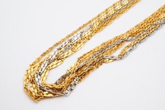 Vintage Necklace Silver Gold Tone Multi Strand 30″