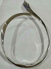 RARE LOS BALLESTEROS Vtg Mexican Silver PINEDA HAND Heavy 106g CHOKER NECKLACE