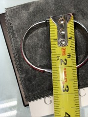 Rare GUCCI Bangle Vintage Red Leather G Logo Open Cuff Bracelet Adjustable