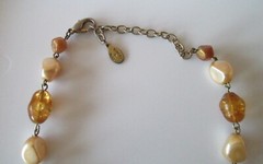 Dressy ROBERT ROSE Faux Amber Acrylic & Metal Bead Pendant Necklace (A75