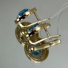 Vintage Original Yellow & White Gold Earrings with Natural Topaz 585 14K 5,07 g.