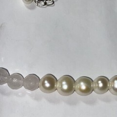 Necklace Choker Rose Quartz Cultured 7mm Pearl Sterling Italian Unused Faceted