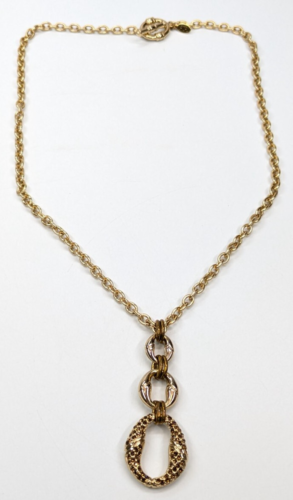 VTG Landau Champagne Rhinestone Gold Tone Triple Y-Drop Pendant Necklace 24″