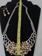 Chic Vintage Necklace N Earrings With Gold, Silver N Rose Gold Baubbles…