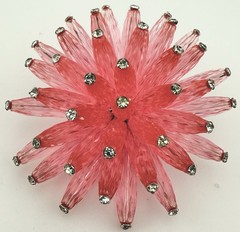 VENDOME SILVERTONE 1960’S RHINESTONE PINK SPUTNIK ATOMIC BROOCH K110C